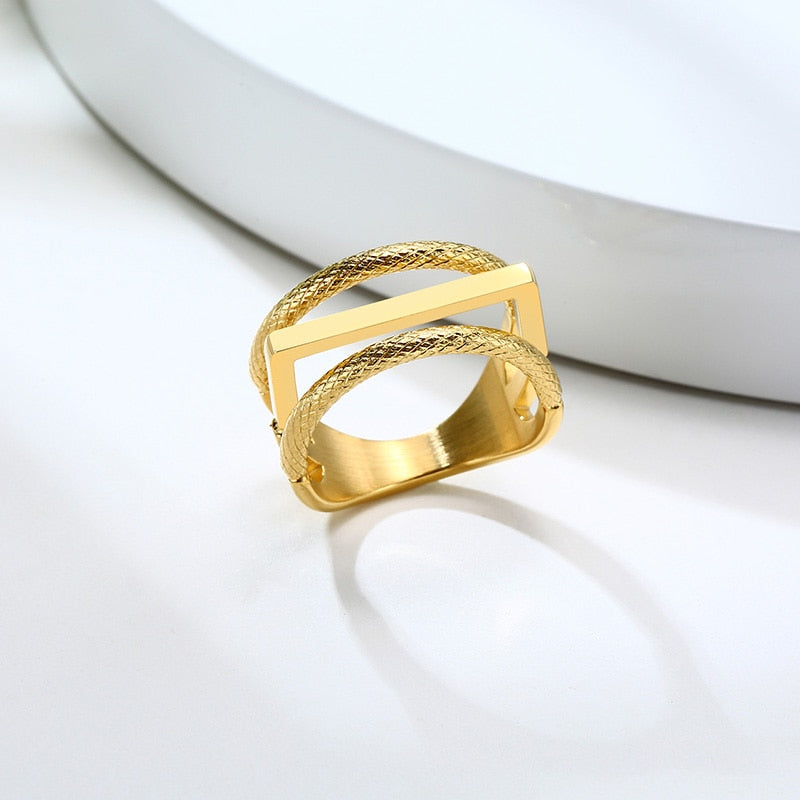 Stainless Steel Modern Wrap Wide Ring for Women