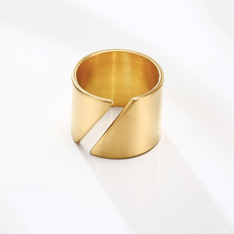 Stainless Steel Modern Wrap Wide Ring for Women