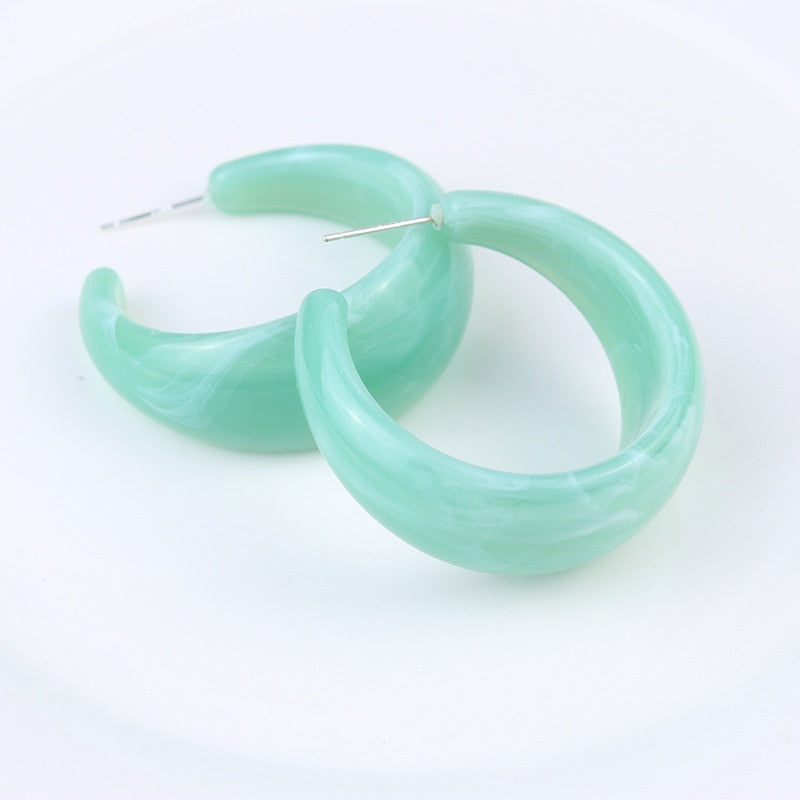 Korean style candy colors C-shaped earrings