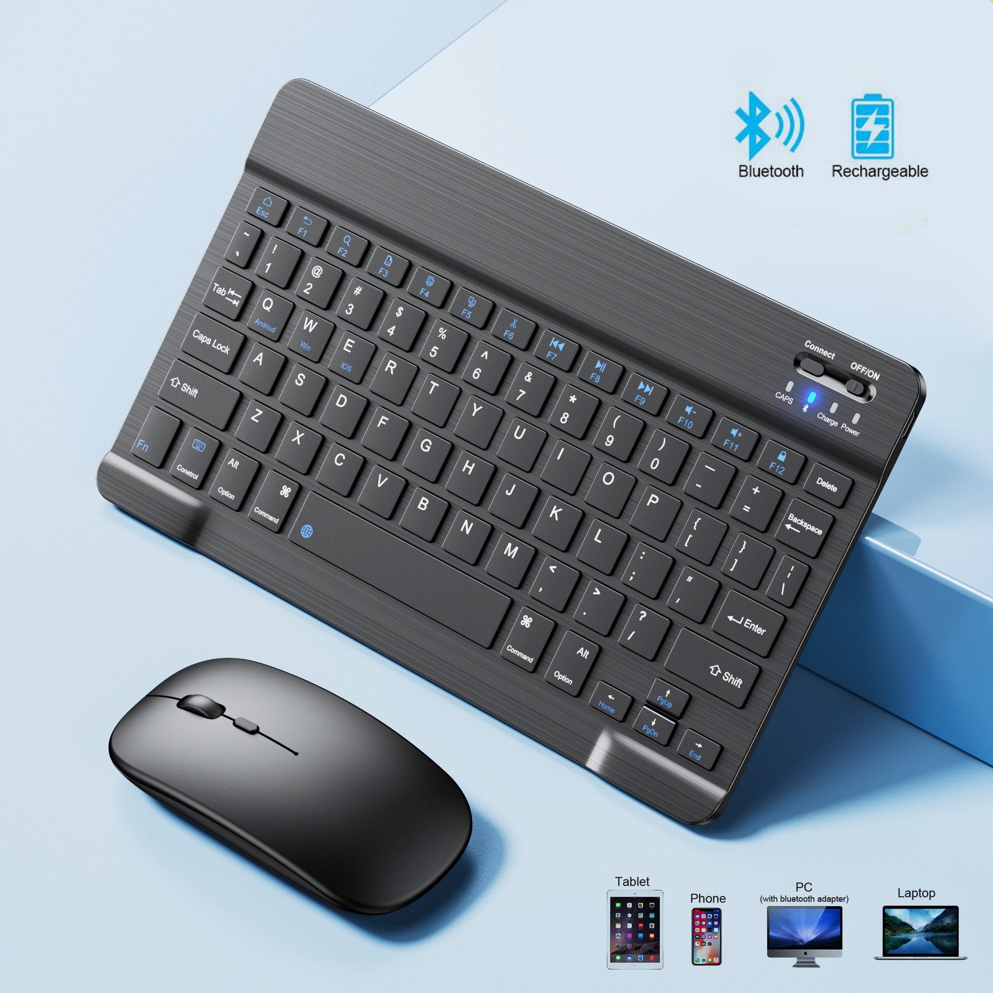 Mini Bluetooth Keyboard Wireless Keyboard Rechargeable For Phone Tablet Russian Spanish Keyboard For Android ios Windows