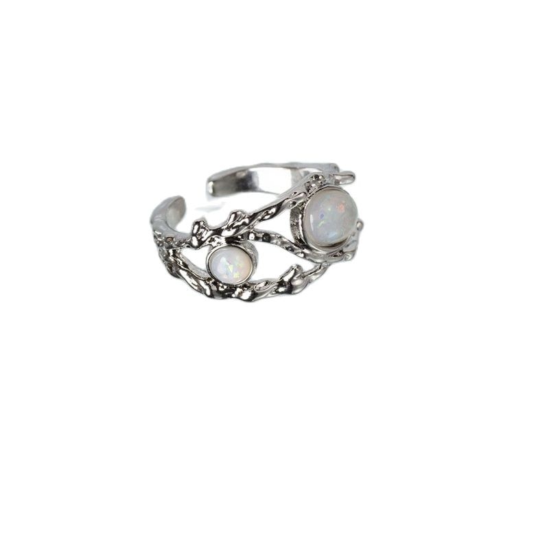 Korean Crystal Opal Irregular Zircon Star Ring