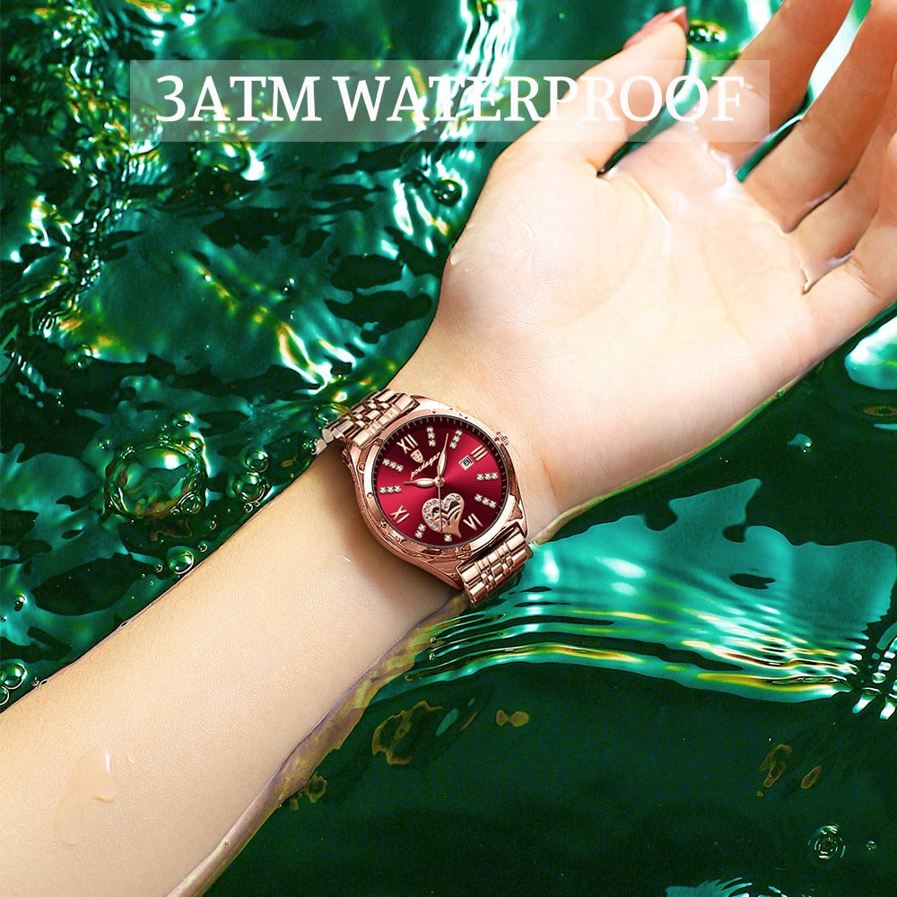 POEDAGAR Rose Gold Stainless Stain Steel Women Watch