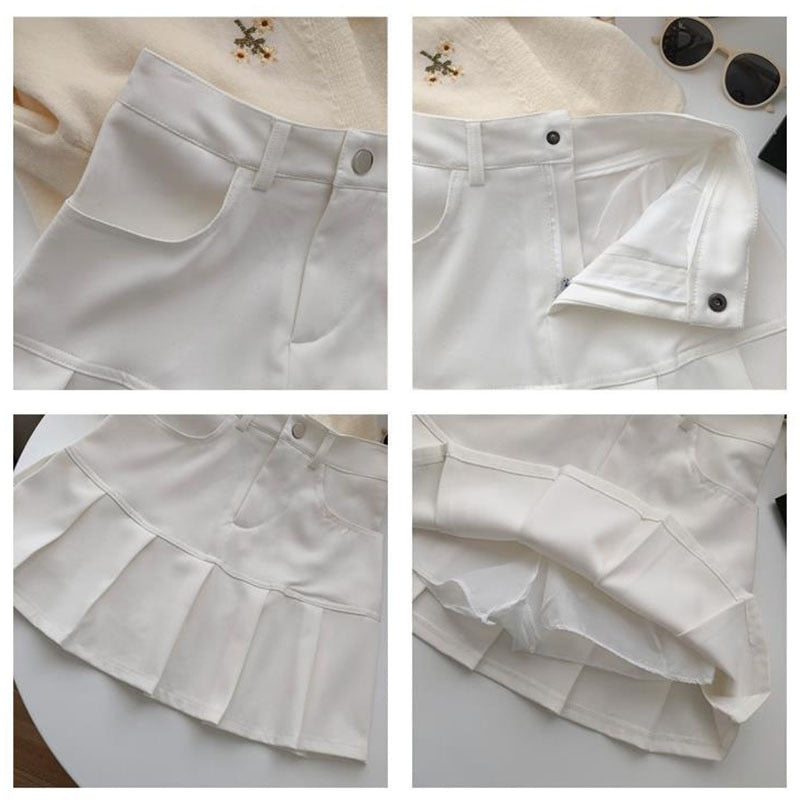 White Pencil Pleated Skirt