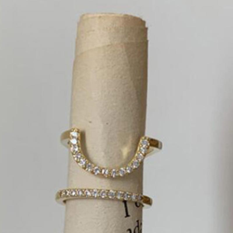 Korean Crystal Geometric Adjustable Ring