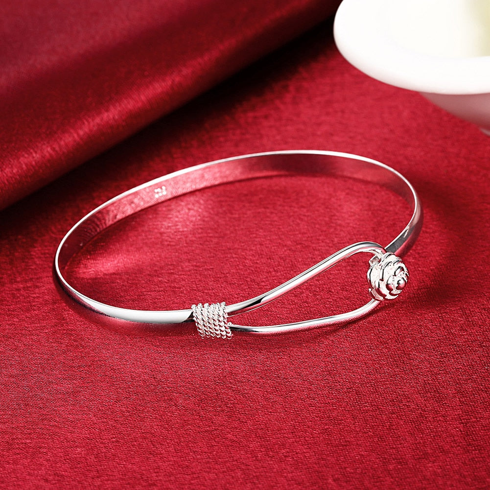 925 Sterling fine elegant flower Silver Bracelet