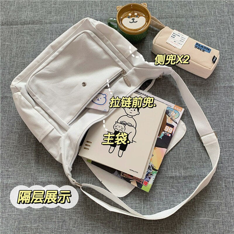Solid Color Leisure Large Capacity Canvas Bag - Jeglowstore