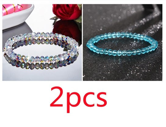 Fashion Shiny Stone Beads Elasticity Rope Strand Bracelet