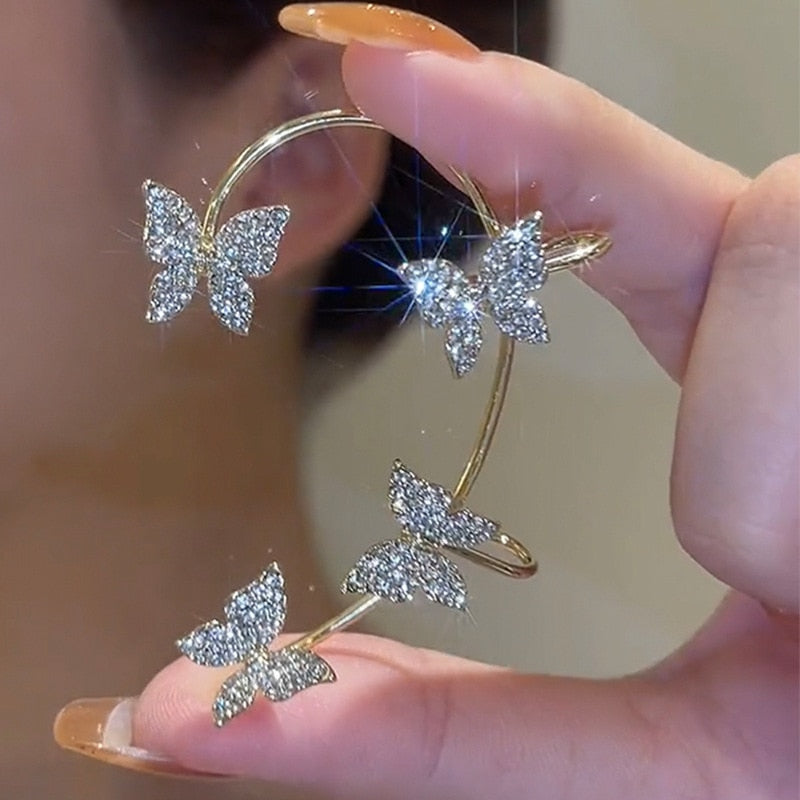 Korean Four-Prong Setting CZ Earing Claw Ear Hook Clip