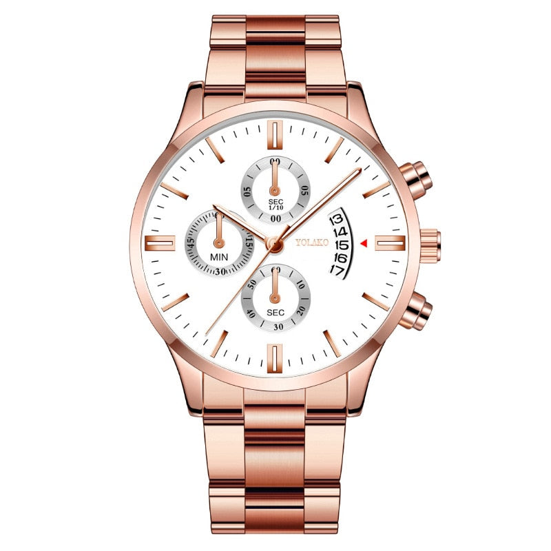 Luxury Calendar Quartz Stainless Steel Watch