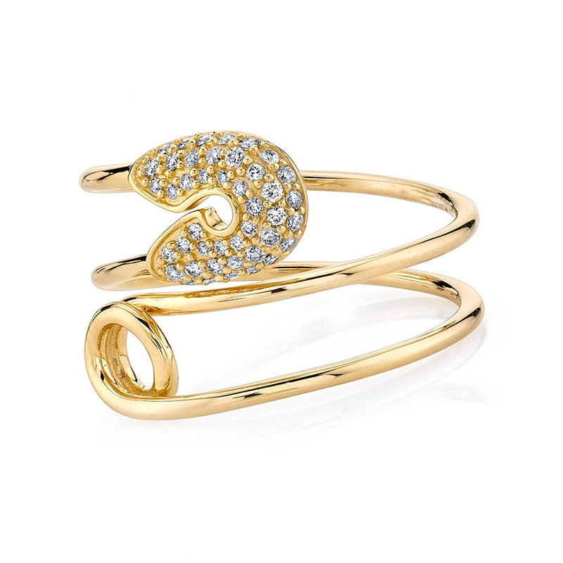 Classic Zircon Pin Twist Stainless Steel Pin Twisted Finger Ring