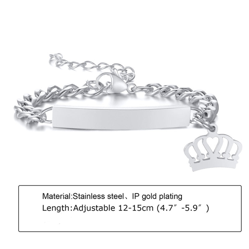 Custom Personalized Name Baby ID Stainless Steel Bracelet