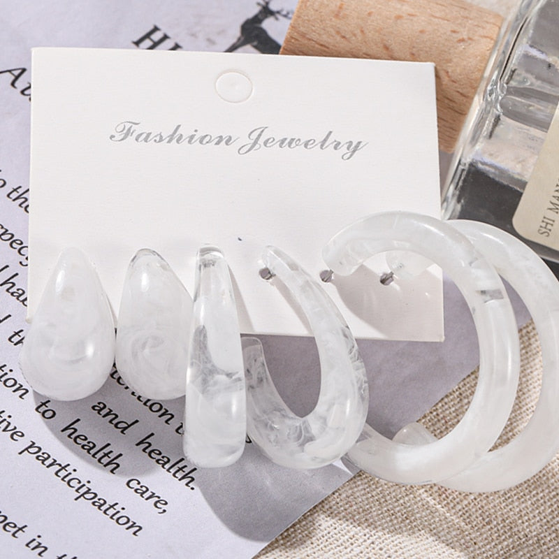 17KM Vintage Geometric Gold Plated Metal Earrings Set