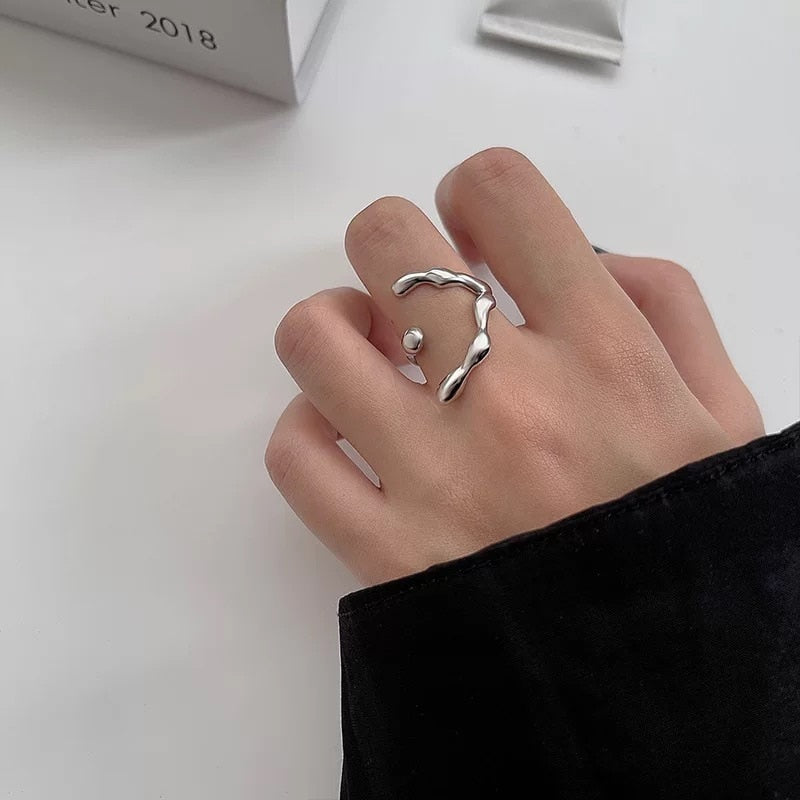 Opal Irregular Natural Stone Ring With White Opal Hollow Ring