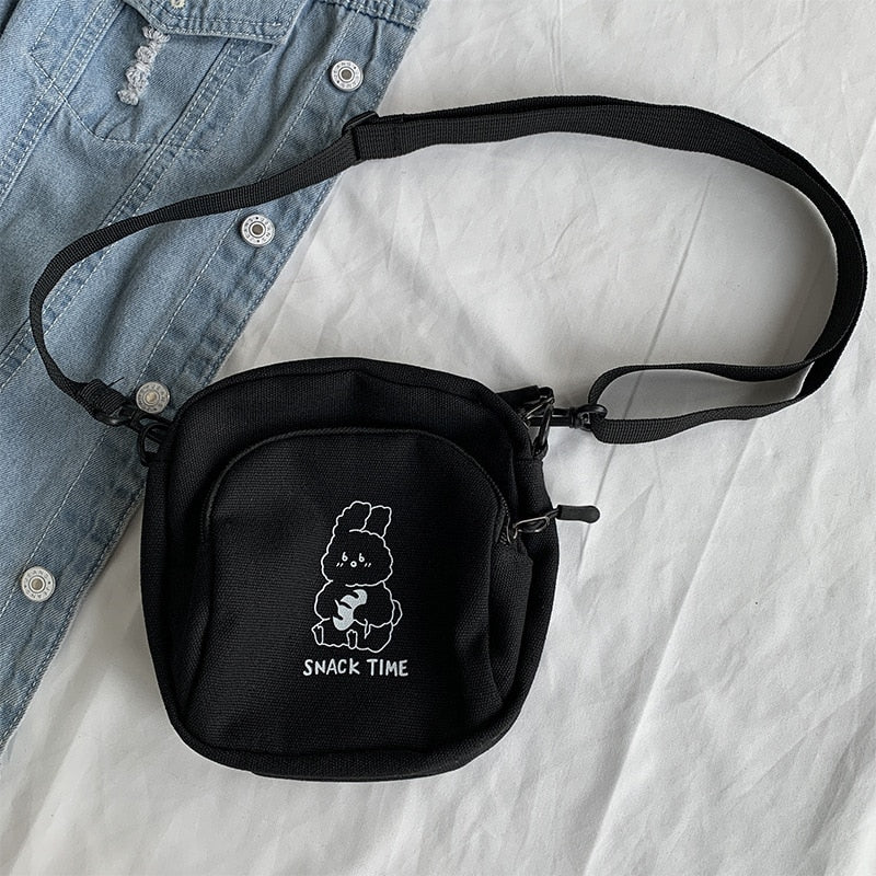 Cute Rabbit Canvas Women Small Crossbody Bag