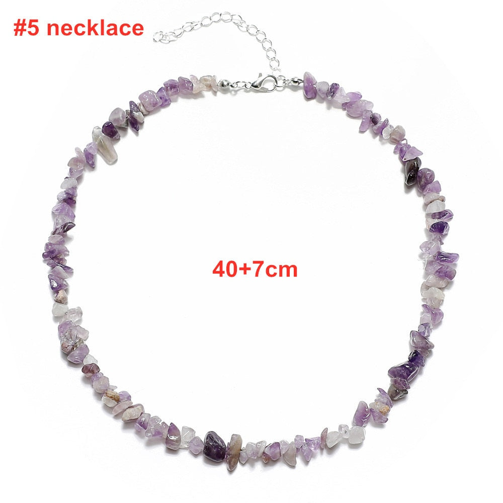 Colorful Natural Stones Choker Bohemia Gravel Beaded Grunge Necklace