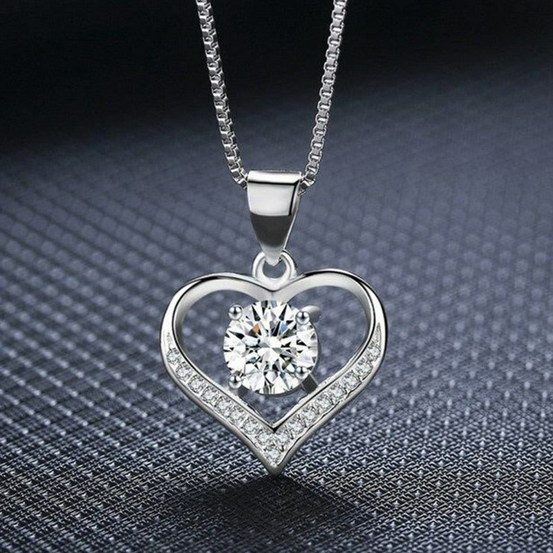 Shiny Bling Zircon Double Layer Heart Clavicle Chain Necklace