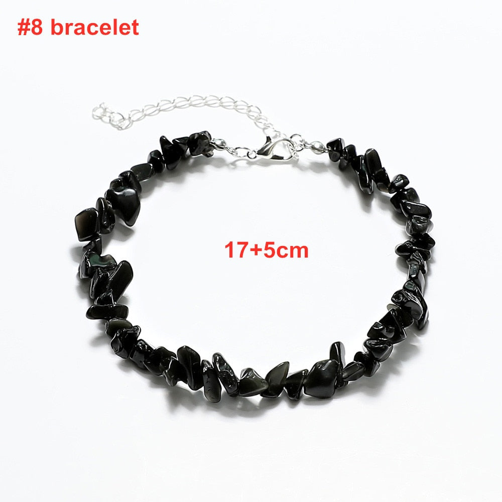 Colorful Natural Stones Choker Bohemia Gravel Beaded Grunge Necklace