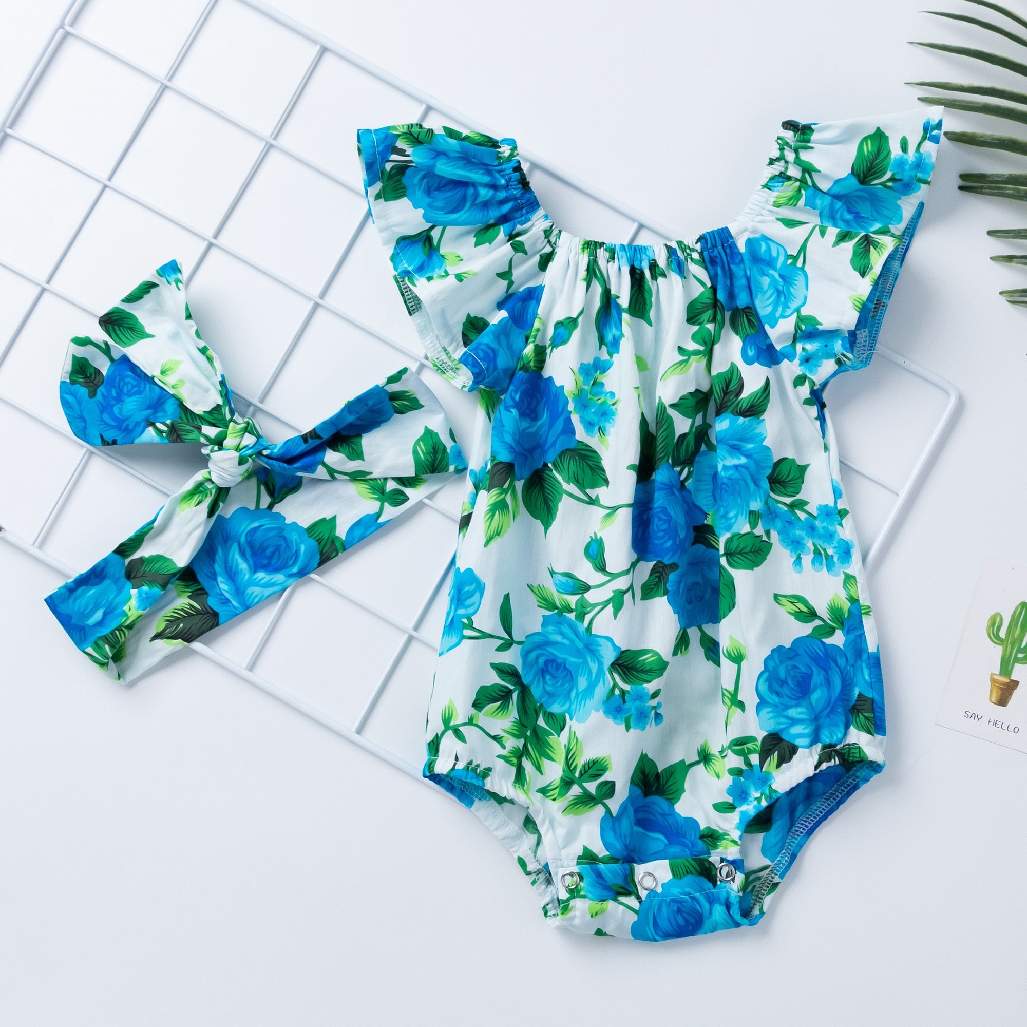 2022 Babany bebe Newborn Baby Floral Print Flutter Romper Girl