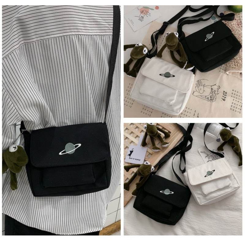 Canvas Shoulder Bag For Women 2022 Celestial Print Crossbody Bag