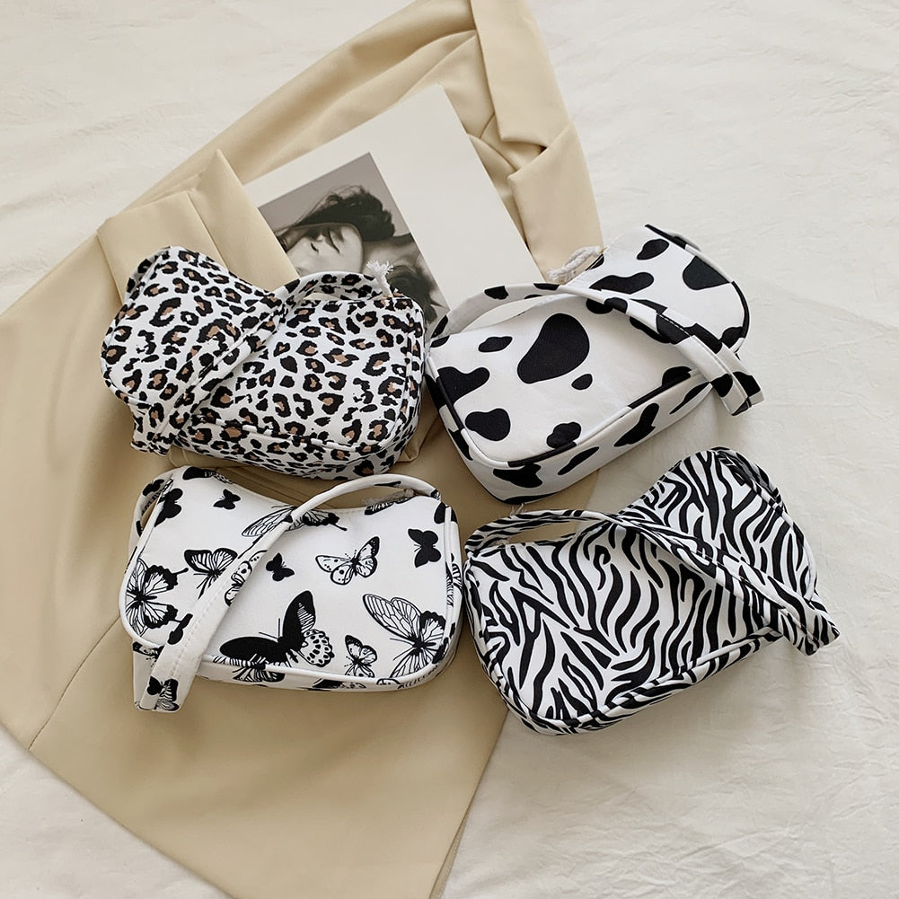 Vintage Animal Pattern Print Canvas Shoulder Bag Vintage