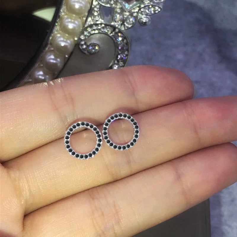 Fashion Versatile Crystal Dazzling Circle Stud Earrings