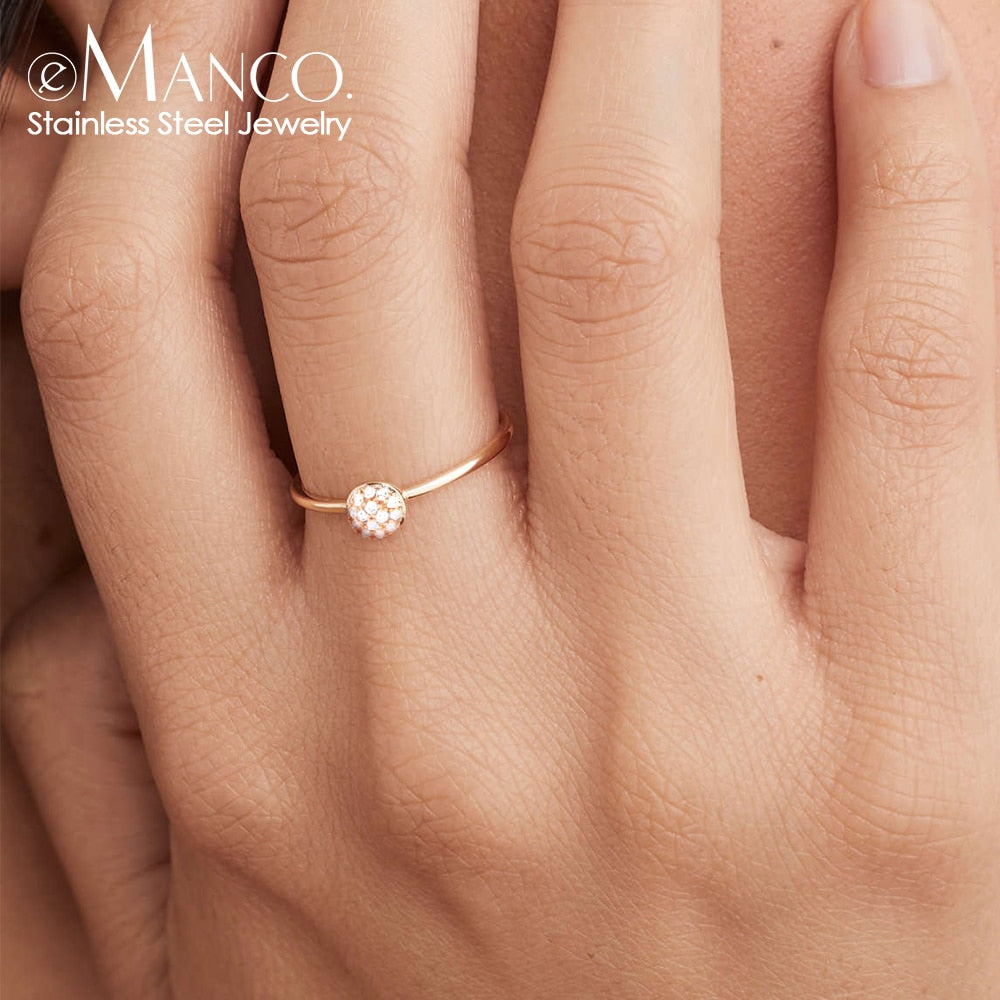 eManco Classic Stainless Steel Rings Gold Color Couple For Women And Men Wedding Fashion Style Jewelry