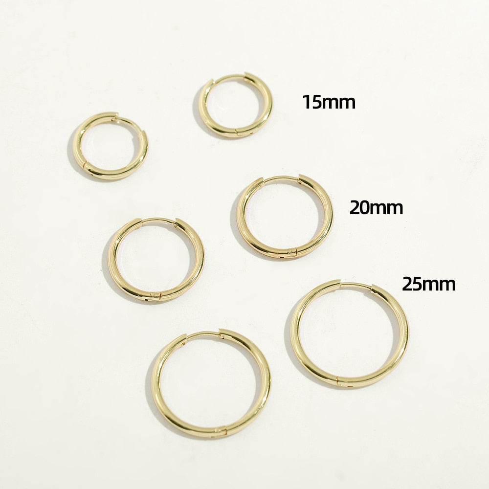 Gold Color Small Hoop Earrings Stainless Steel Circle Round Huggies