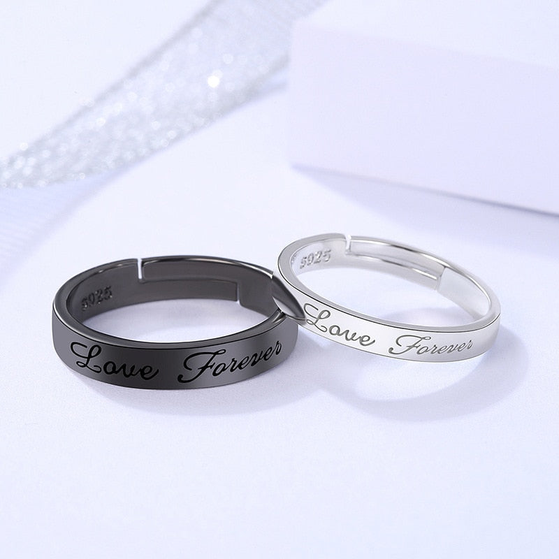 2Pcs/set Black White Romantic Couple Rings