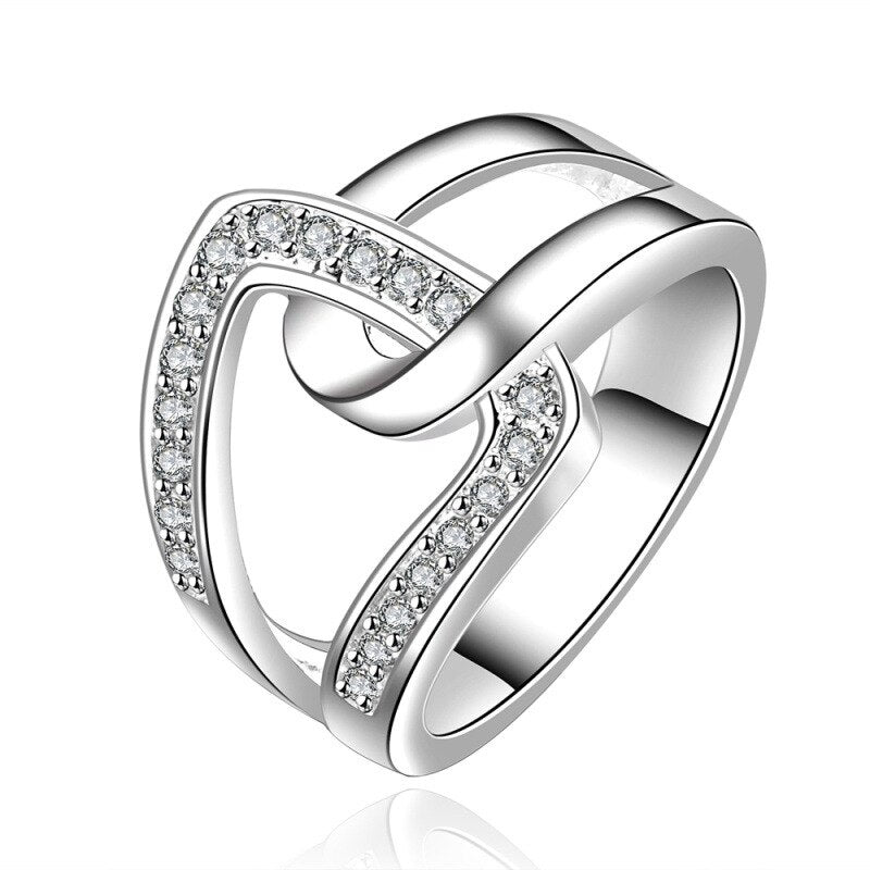 DOTEFFIL 925 Sterling Silver Geometry AAAAA Zircon Ring