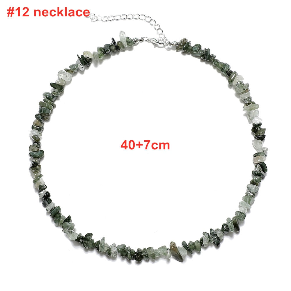 Colorful Natural Stones Choker Bohemia Gravel Beaded Grunge Necklace