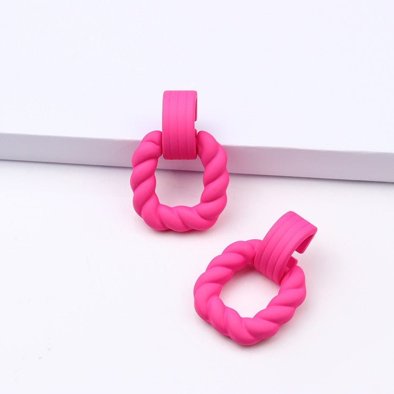 Korean style candy colors C-shaped earrings