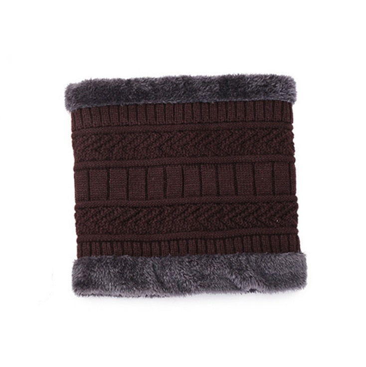 Thick Wool Neck Scarf Cap Balaclava Mask Bonnet Hats Set Unisex