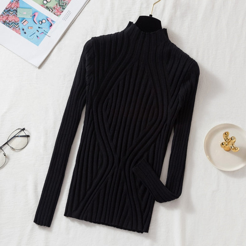Pullover Long Sleeve Knitted Sweater Women