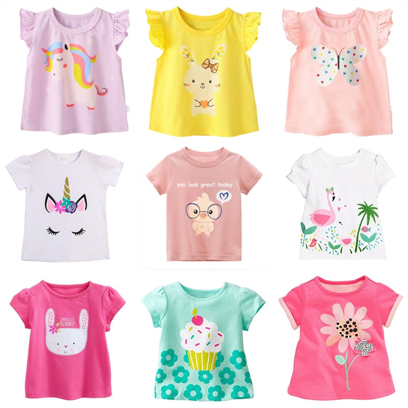 Kids T-shirts Summer Ruffle Sleeve Unicorn Clothes