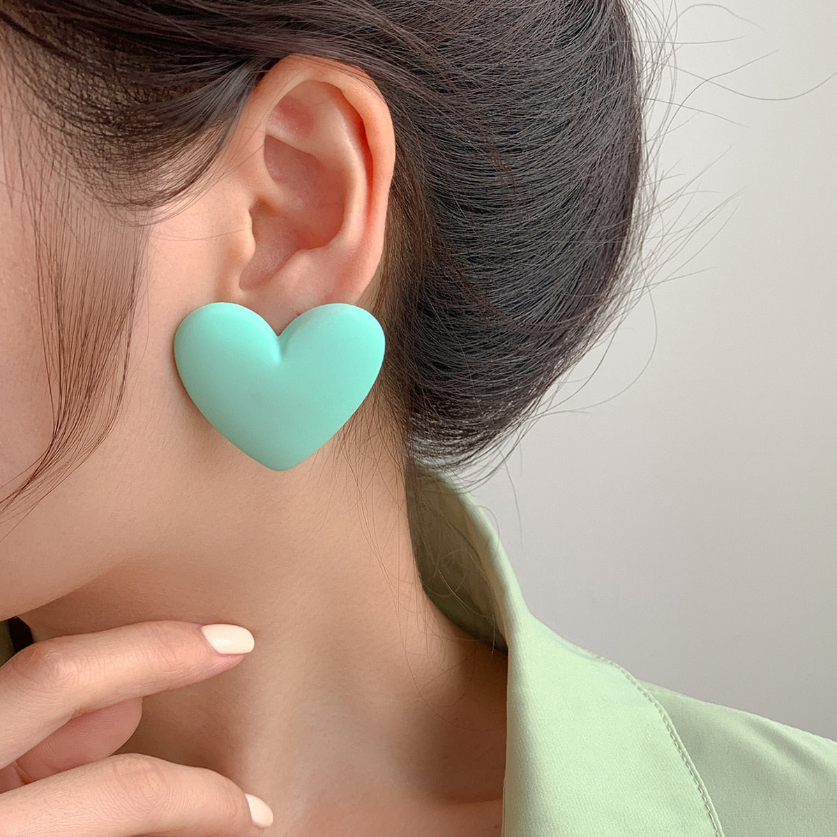 Korean style candy colors C-shaped earrings