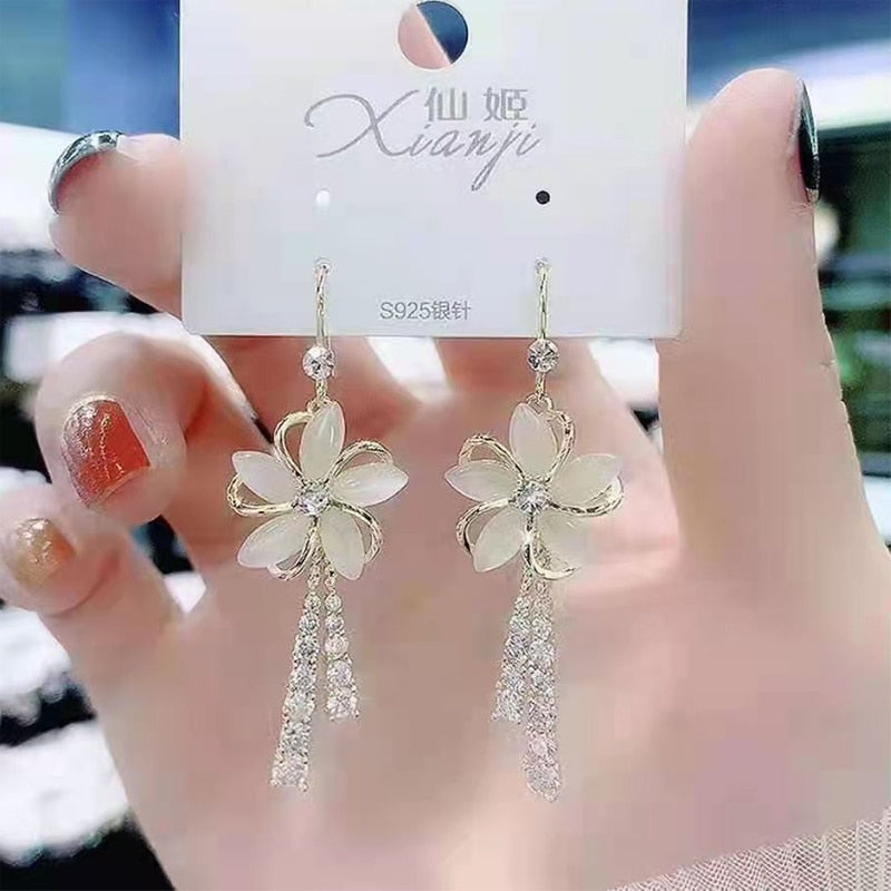 South Korea new flower tassel long earring