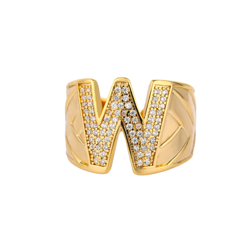 Adjustable Stainless Steel Alphabet Name Initials Ring