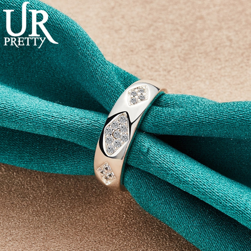 925 Sterling Silver Rhombic AAA Zircon Ring