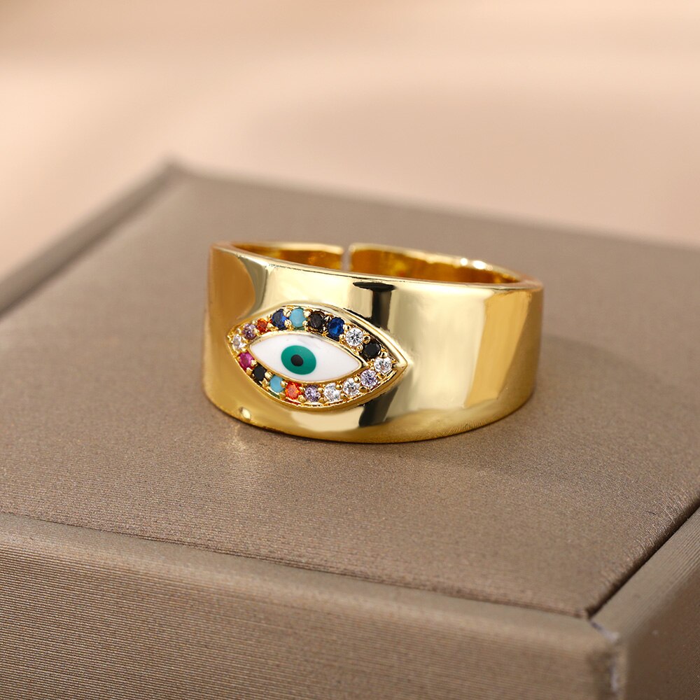 Colorful Enamel Adjustable Open Stainless Steel Ring