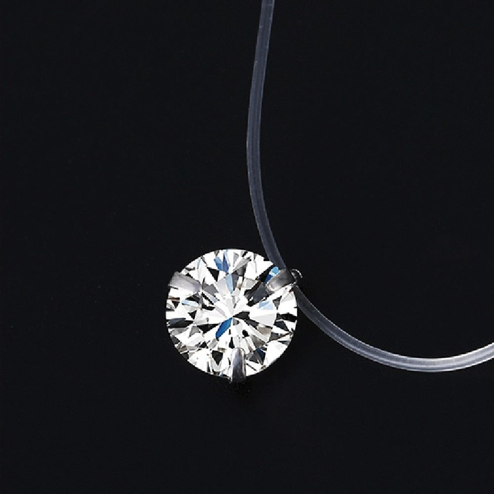 Transparent Fishing Line Silver Plated Necklace