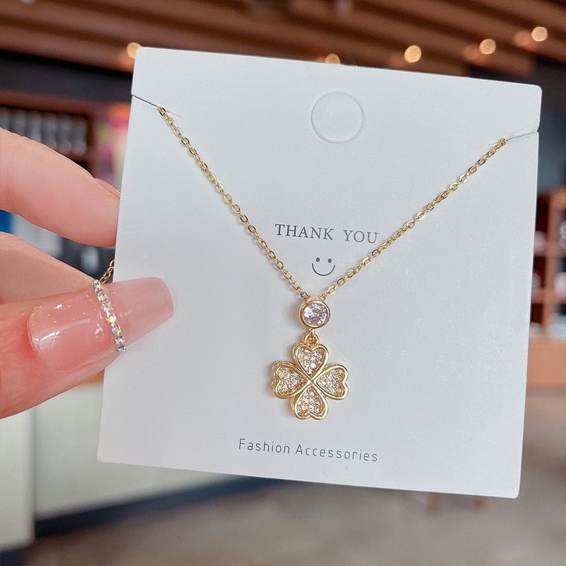 Heart Zircon Crystal Stainless Steel Necklace