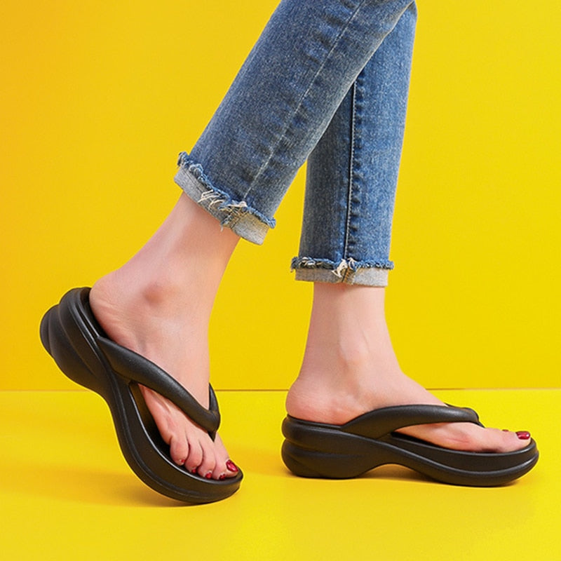 JMPRS Thick Sole Wedges Flip Flops - Jeglowstore
