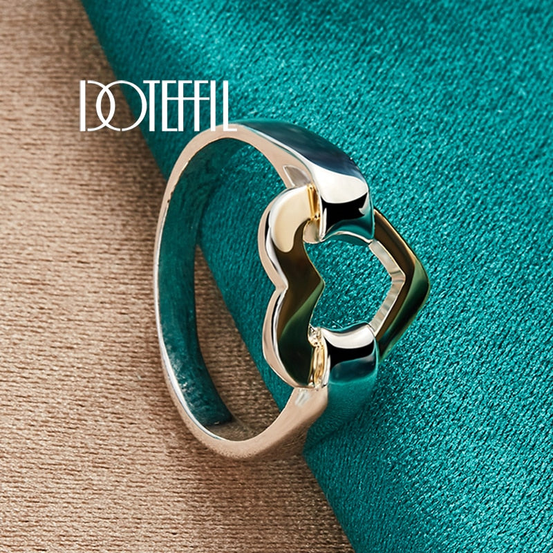 DOTEFFIL 925 Sterling Silver Gold Heart Ring