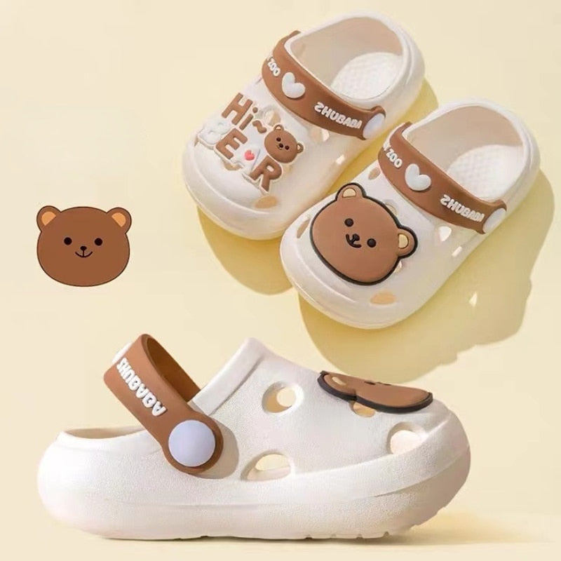 Summer New Children's Cold Slippers Indoor Non -slip and Soft Bottom Comfort Cute Baby Hole Shoes, Boys and Girls Home Slippers