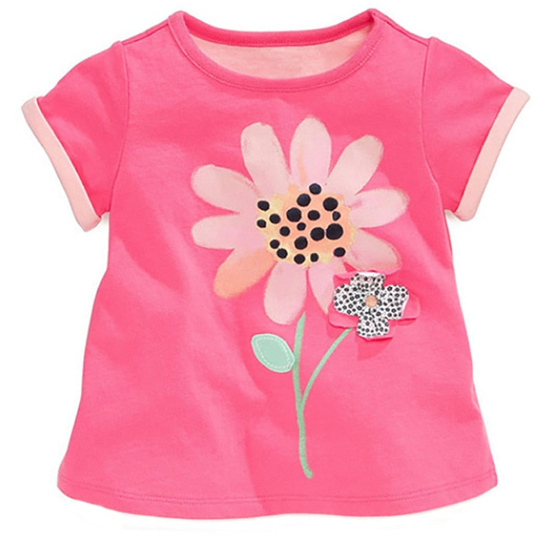 Summer Comfortable Lovely Toddler Girls Short Sleeve Cartoon Cotton T-Shirt