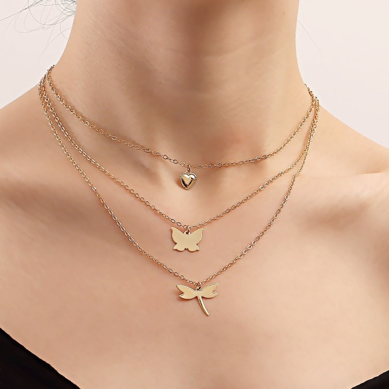 Bohemian Colorful Beads Shell Heart Layered Necklace For Women