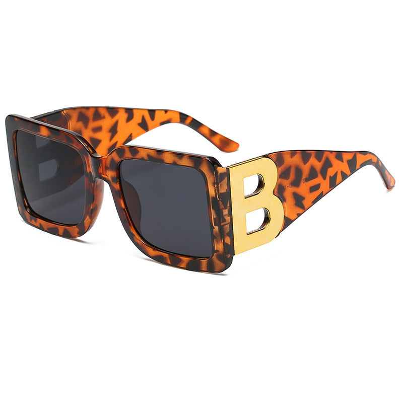 Retro Black Gradient Imwete Oversized Square Sunglasses