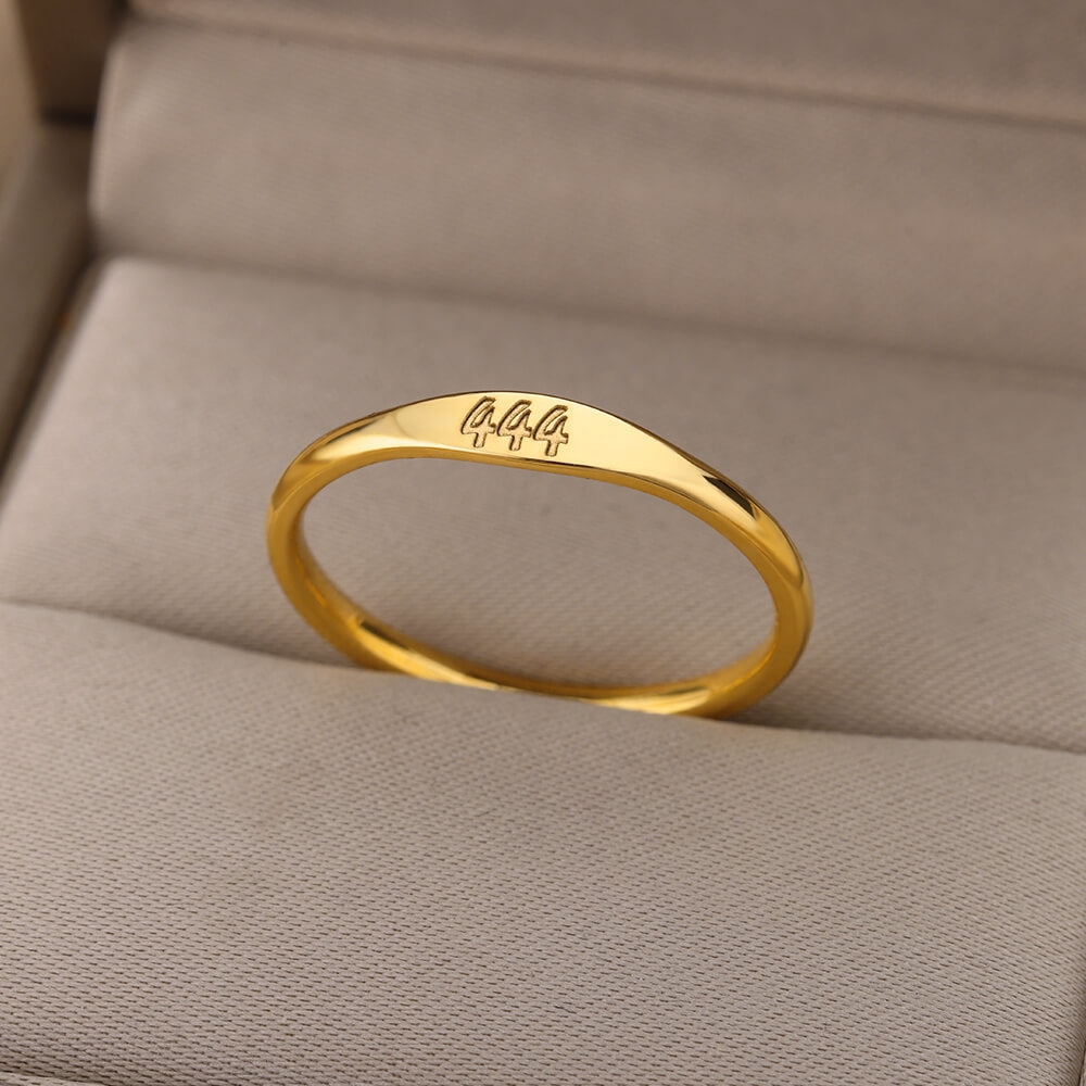 11:11 Angel Number Gold Plated Lucky Stainless Steel Ring