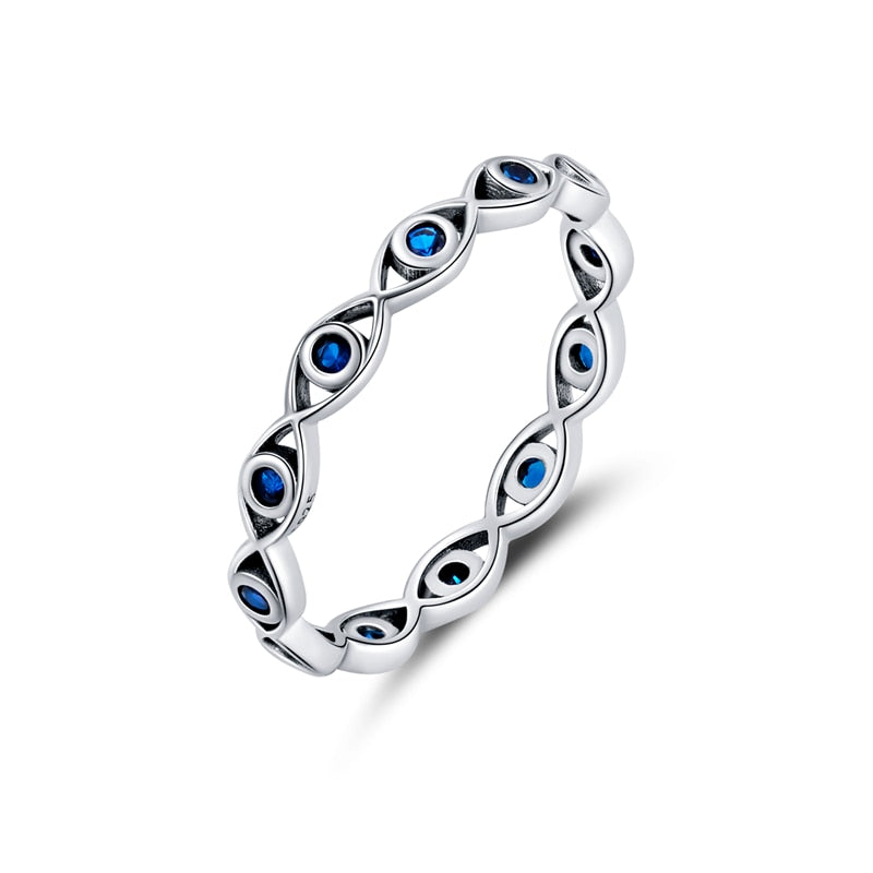 WOSTU 925 Sterling Silver Zircon Simple Lucky Eye Finger Ring