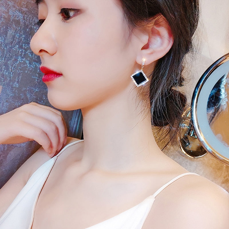 LATS Trend Rhinestone Geometric Drop Earrings for Women